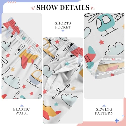 ZZXXB Aircraft Clouds Boys Long Pants Soft Trousers Elastic Waist Kids Lounge Bottoms with Pockets S-XL4