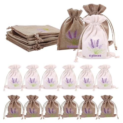 Pack de 12 Bolsas de Algodón y Lino con Cordón Lavanda miniatura 4