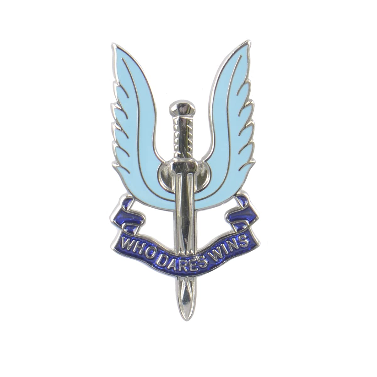 British SAS Enamel Badge - Silver, Metal, no gemstone