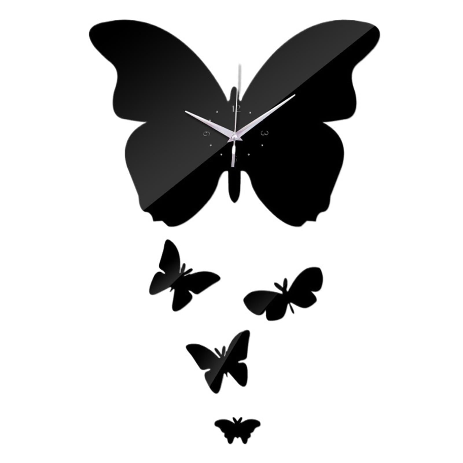 VFDVSWZSA Stylish wall clock, Wall Big Butterfly Mirror Watch Quartz Clock Stickers Modern Design Home Decoration(Black)