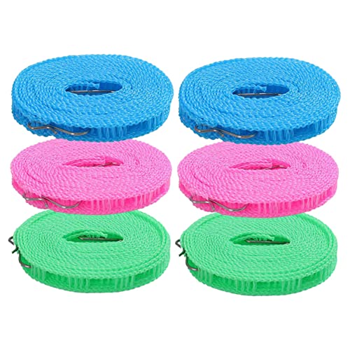 MUCKLILY 6Pcs Windproof Clothes Lines Elastic Drying Ropes for Outdoor Travel Non Slip Multi Function Clothesline for Camping and Home Use