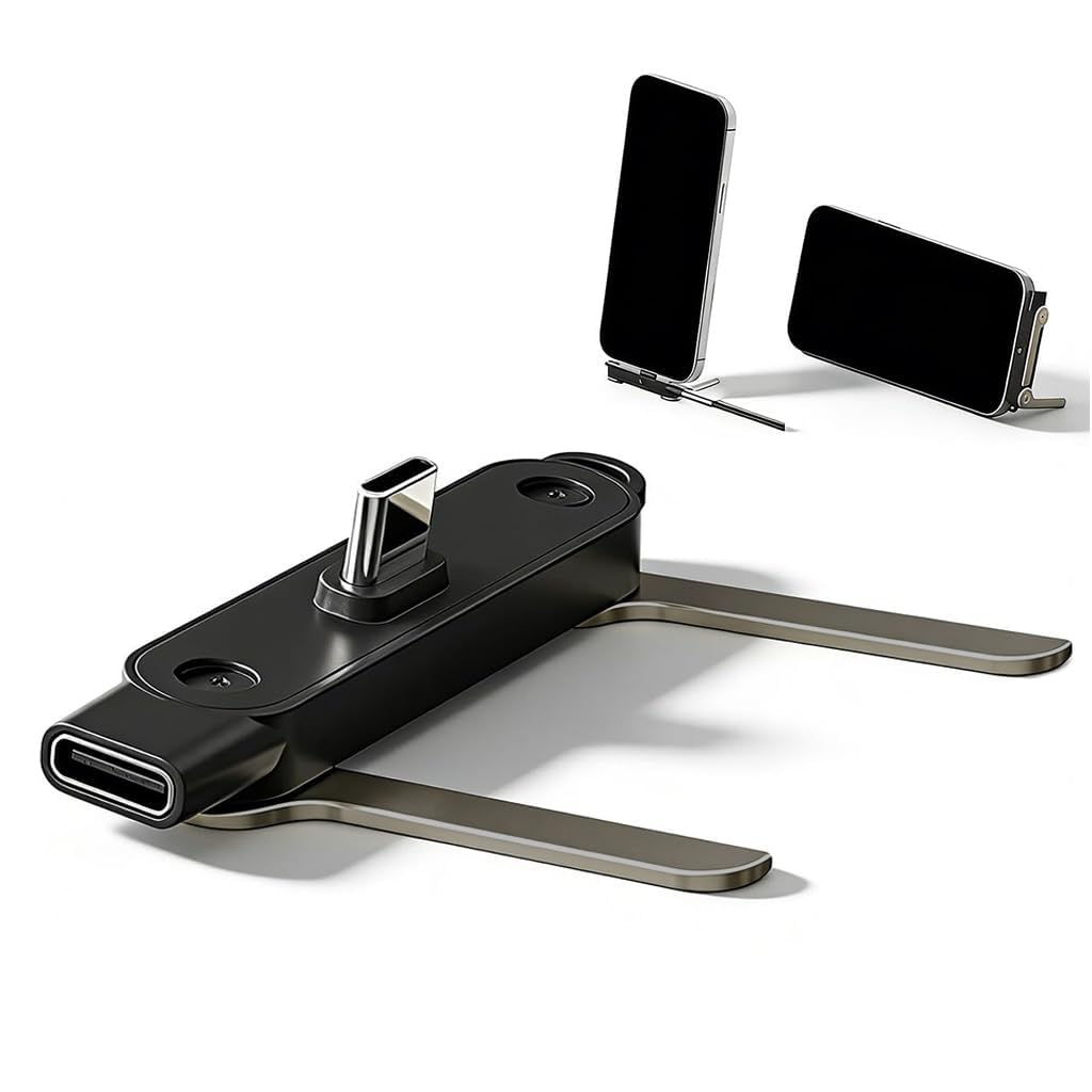 WeFly 2 in 1 Type C Charging Adapter, 240W USB C Fast Charging Adapter with Phone Stand, Supports 480Mbps Data Sync, USB C Adapter with Angled Zinc Alloy Connectors-image-20