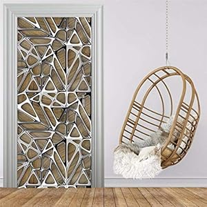 3D Door Stickers Murals Ryutp Diy Vinyl Self-Adhesive Door Decals Imitation Metal Texture Door Stickers For Living Room…