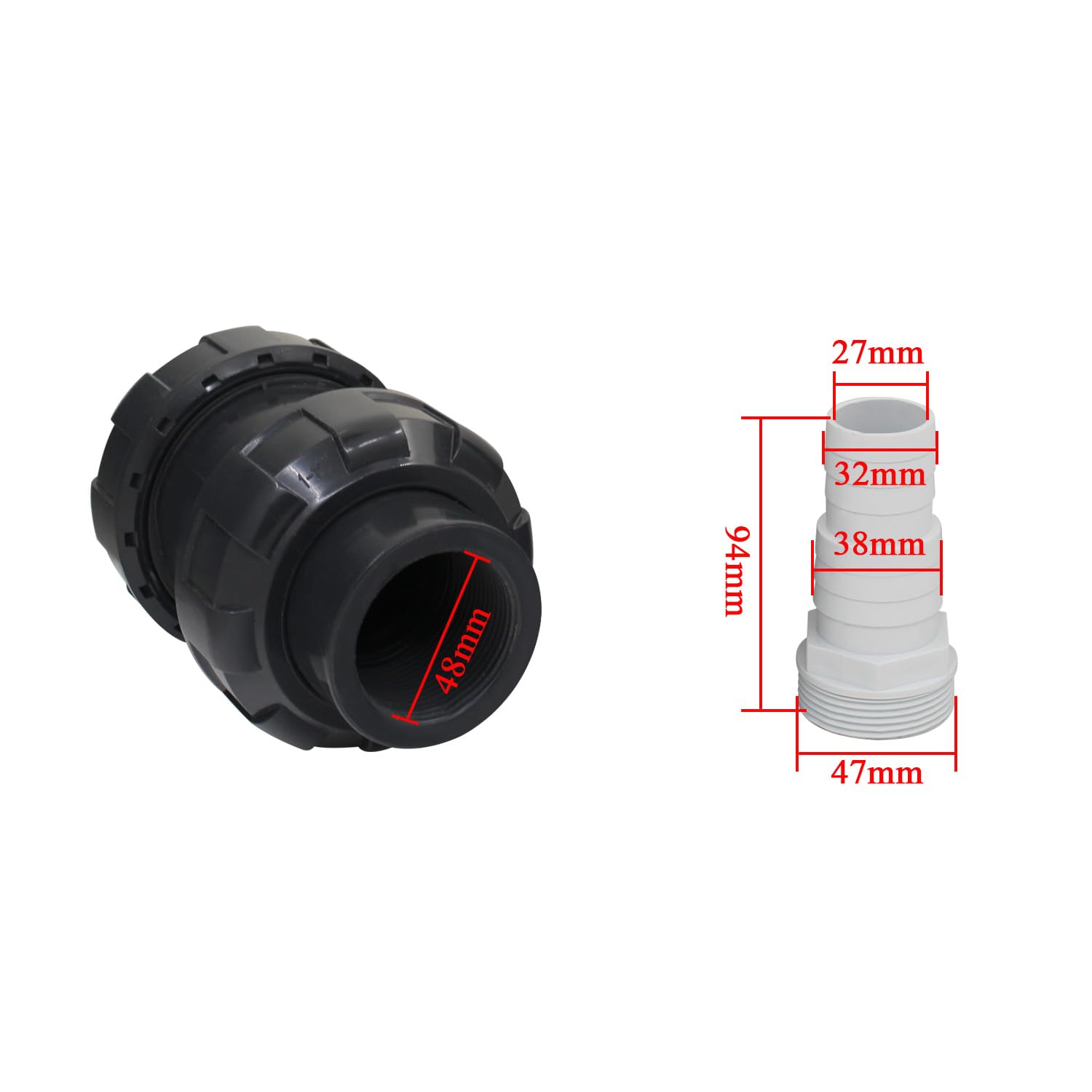 Valvola di non ritorno per piscina plastica con raccordo bocchetta tubo flessibile per irrigazione giardino agricoltura valvola di ritegno acqua pvc antiriflusso a sfera (32 38mm)