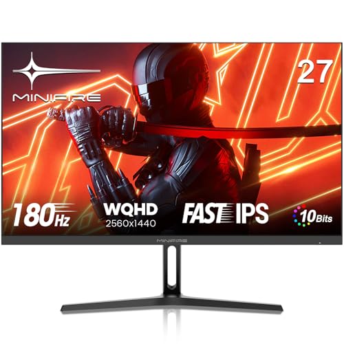 Minifire Gaming Monitor 27 Zoll - WQHD(2560×1440p),180 Hz, 1ms(OD) | HDR, AMD FreeSync, Motion Blur...