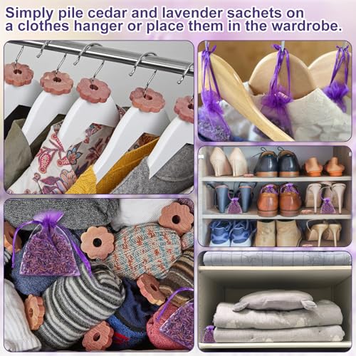 40 Stück Mottenschutz für Kleiderschrank, Zedernholz Mottenschutz, Kleidermottenfalle, Lavendel Gegen Motten - Natürlicher Kleiderschrank & Schubladen Mottenfalle - Natürlicher Kleiderschrank Duft