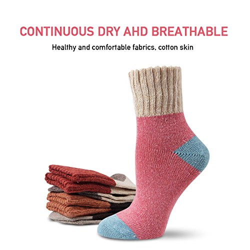 Image of Winter Women Socks 5 Pairs Vintage Wool Casual Thermal Crew Socks
