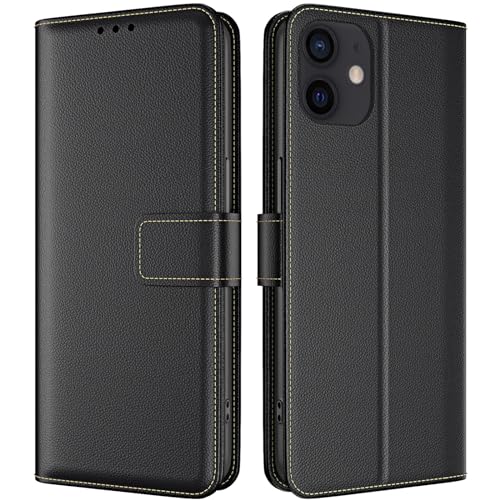TQIAHF Cover per iPhone 12 / iPhone 12 PRO Cover Custodia a Libro in Pelle con Porta Carte Magnetica Libretto Portafoglio Flip Case Antiurto Protezione Completa Cover Telefono Custodia,Nero