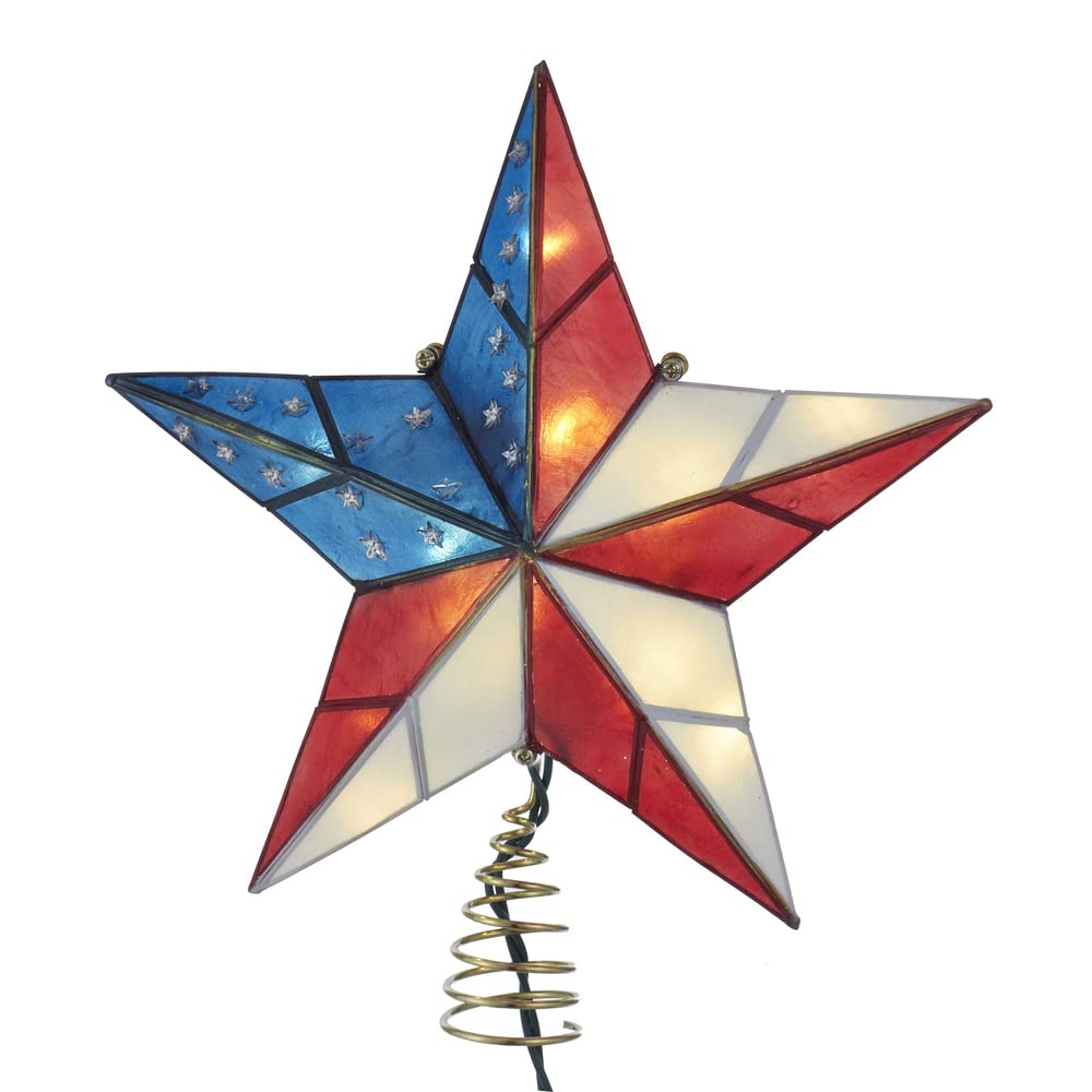 Kurt S. Adler UL3142 Capiz-Stern-Baumspitze, 25 cm, vermessingt, amerikanische Flagge
