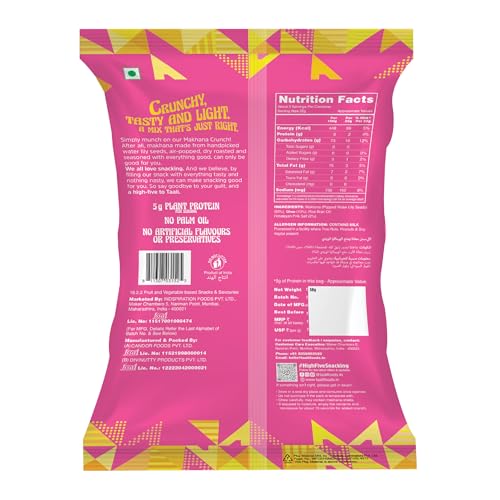 Image of Taali Roasted Makhana | 58 gm (Pack of 9) | Ghee Himalayan Pink Salt | 100% Vegatarian | Gluten Free, No Cholesterol, No Trans-Fat