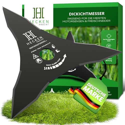 Heckenpracht® Dickichtmesser 3-Zahn aus gehärtetem Stahl mäht mühelos hohes Gras & Gestrüpp | Messer Aufsatz für Freischneider & Motorsense | Universell passend (25,4 mm) Freischneider Zubehör