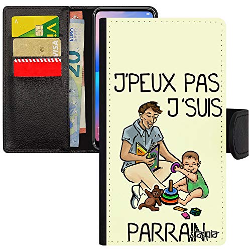 Coque iPhone SE 2022 J'peux Pas J'suis Parrain style portefeuille