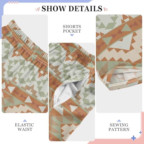 ZZXXB Retro Ethnic Geometry Boys Long Pants Soft Trousers Elastic Waist Kids Lounge Bottoms with Pockets S-XL4