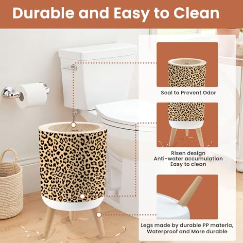 Caneca de Basura Pequeña con Tapa Estampado Leopardo 1.8 gal miniatura 5