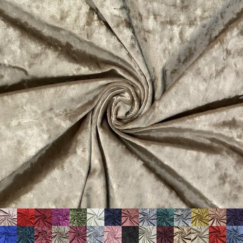 LitLook Panne Crushed Velvet Fabric by The Yard - 58/60' Wide Velvet Velour Cloth - Luxurious Fabric for Sewing Dresses, Upholstery & DIY Crafts - 97% Polyester 3% Spandex - Champagne