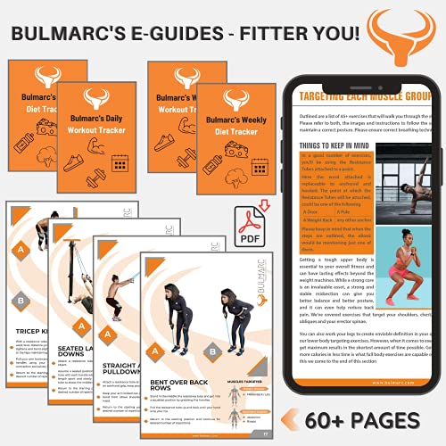 Image of BULMARC Resistance Tube /Bands for Exercises Set with Foam Handle, Featuring eBOOK with 45+ Exercises for Full Body Workout /Toning Tube for Exercise Door Anchor Optional