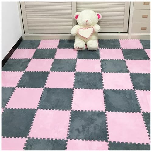 20 piezas de azulejos de espuma entrelazados, tapetes de felpa suave con bordes para el hogar, sala de juegos, habitación de los niños y guardería, suelo acolchado fácil de limpiar