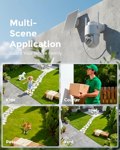 Image of Devo Solar Security Camera Wireless Outdoor 360 PTZ - 2.3K Color Night Vision with AI Human Detection, WiFi 6 Pan /Tilt IP66 Waterproof, 180-Day Battery & Solar Panel, 2-Way Audio, Triple Alert System