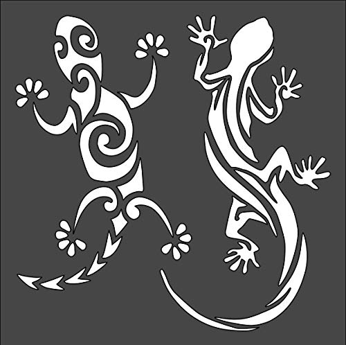 Lizards Stencil Reusable Sturdy Flexible Clear Plastic 1-5.5x5.5 in Arts and Crafts Material Scrapbooking for Airbrush Painting Drawing