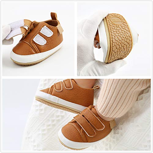 Myppgg M1993-PINK-2 Unisex Baby Boys Girls High-Top Ankle Sneakers Soft Rubber Sole Infant Crib Shoes Toddler First Walkers A/Pink thumb #6