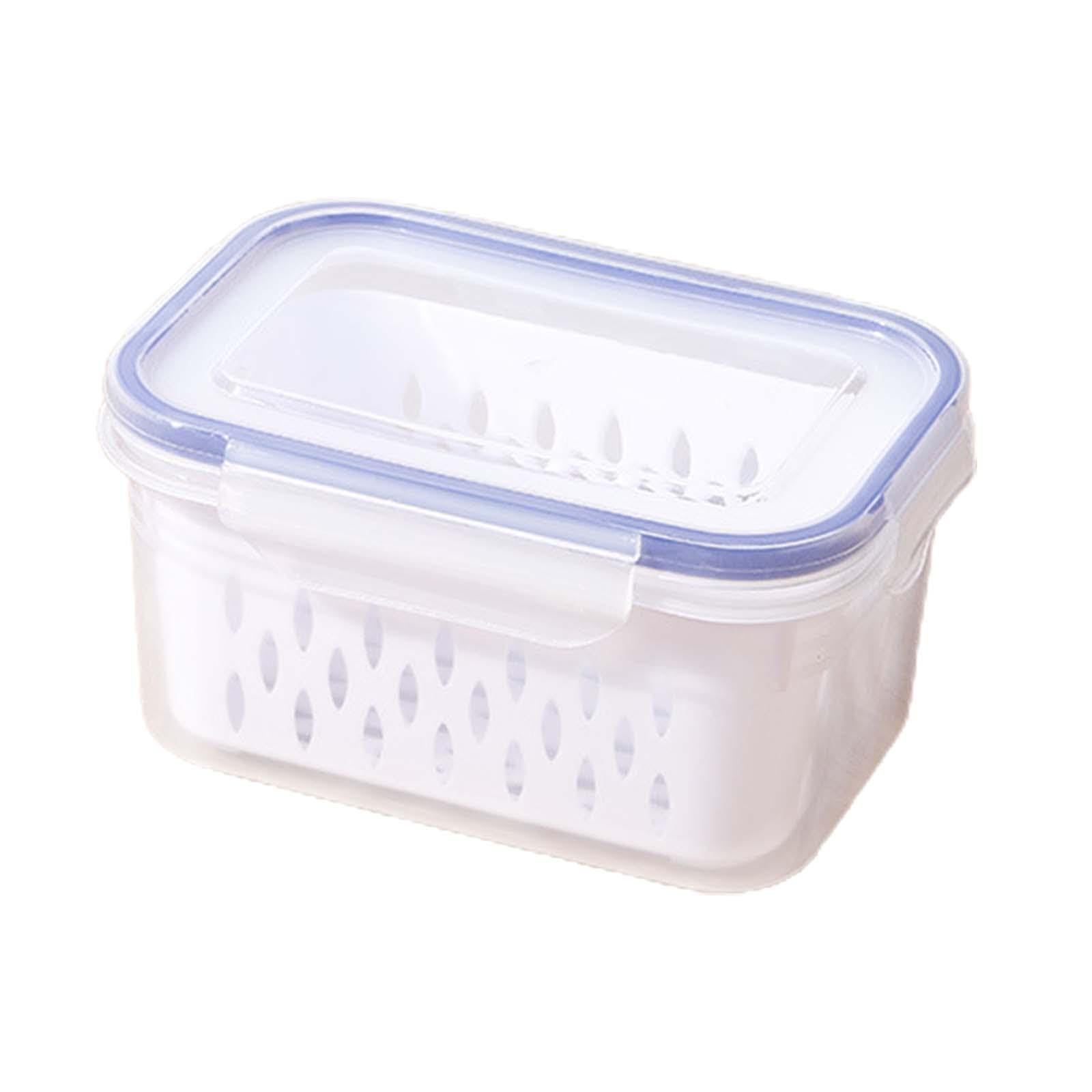 Food Storage Container Airtight Fruit Colander Basket for Fridge Meat Fruits Blue Small-image-35
