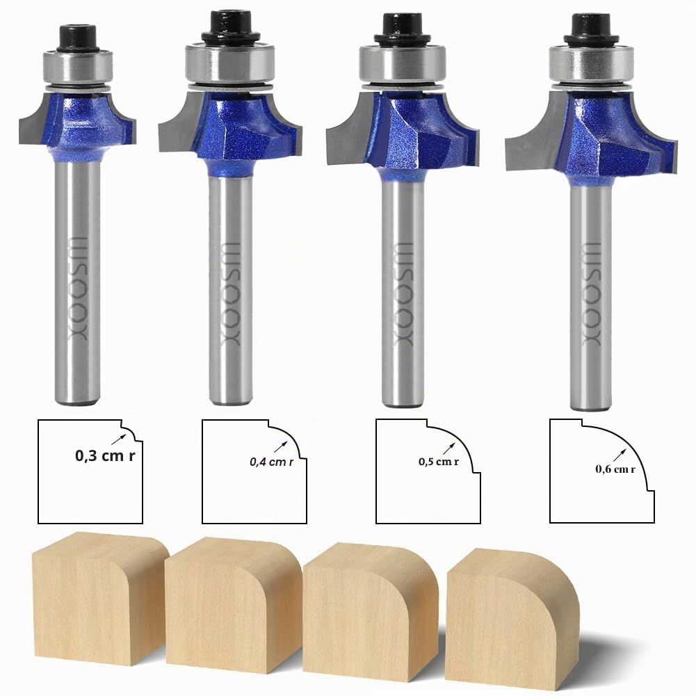 6PCS Fraise à Arrondir à Bois Carbure Routeur Fraise à arrondir Carbure Queue 6mm Fraises Rondes Routeur Bits Bois Outils Carpenter