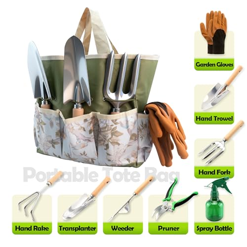 Set de Herramientas de Jardín 9 Piezas con Bolsa Tote miniatura 6