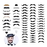 Juego de 68 piezas de bigote para pegar autoadhesivas, barba falsa para carnaval, disfraz de Schnauzer barbas falsas, accesorio para detectives, cumpleaños, fiestas, cajas de fotos, accesorios