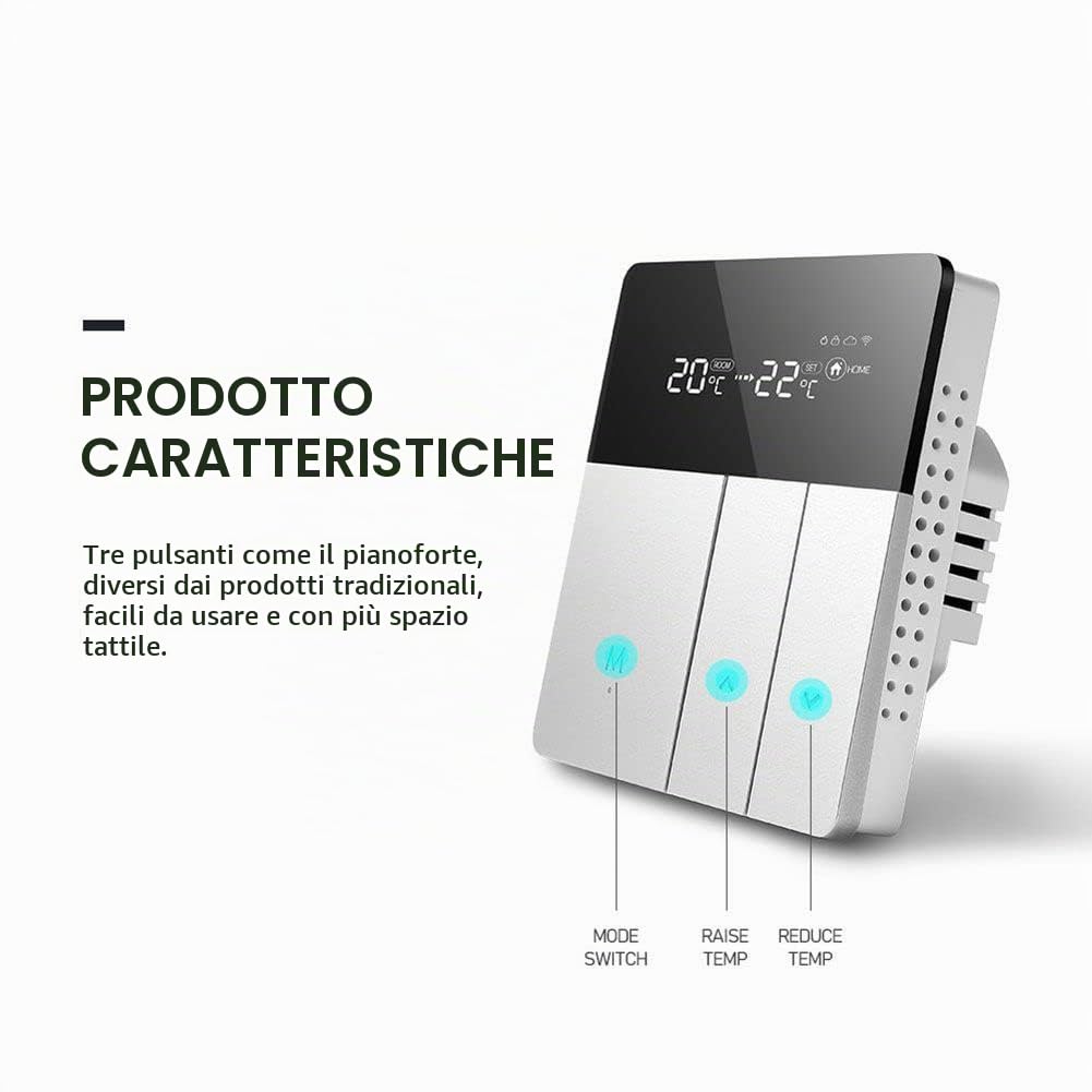 WiFi Termostato Smart per Caldaia, Tuya Zigbee Wifi Termostato Smart Room Termostato, Per Riscaldamento a Pavimento Dell'acqua Compatibile Alexa Google, Settimanale Programmabile 3A I8HGE