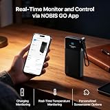NOBIS Power Bank 222W 25000mAh, przenośna ładowarka z wyświetlaczem cyfrowym, 2 USB-C i 1 USB-A z wbudowaną linką, kompatybilna z laptopem, tabletem, telefonem 17, S25 i słuchawkami
