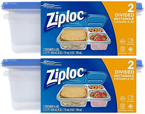 ziploc container divided - Ziploc Divided Rectangle (Pack Of 2) - PACK OF 2