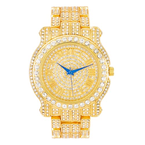 Charles Raymond Bling-Ed Out Ultimate Gold Hip Hop Royalty Watch - L0504