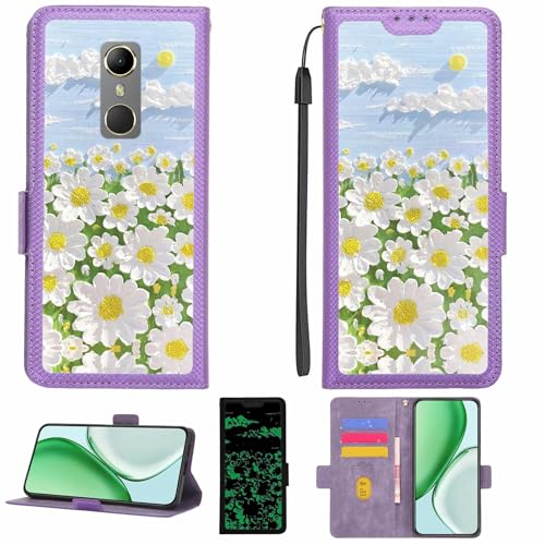 Kinetijy Case Compatible for Vodafone Smart N9 Phone Case Flip Cover [with Tempered Glass Screen Protector][RFID Blocking][Luminous Effect] LPT-CJ