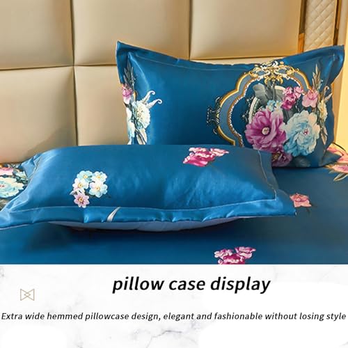 Juego de cama de seda helada con encaje elegante King 6