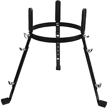 Eujgoov WG06 Conga Stand, Adjustable Height African Djembe Drum Stand for Performance Travel, Heavy Duty Non Slip Iron Tripod Base, Black Powder Coated, Stable Conga Rack for Sitting