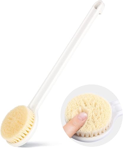 Miniatura 8 de Cepillo de ducha con cerdas suaves, goma trasera de mango largo para ducha, exfoliante corporal para baño o cepillado en seco, para hombres y