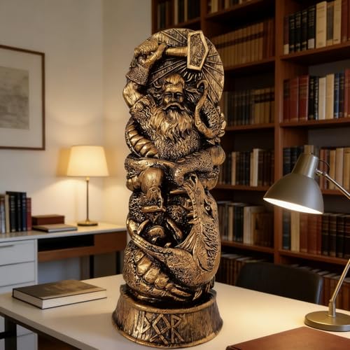 Estatua Decorativa de Resina Mitología Nórdica Thor