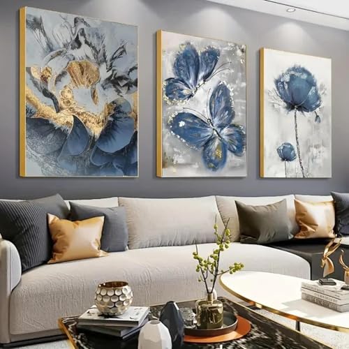 Peinture murale fleurs et papillons XINBAO toile 50x70 cm