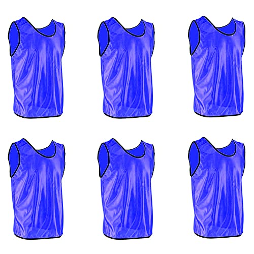 DALLX Sports Scrimmage Nylon Mesh Team Practice Vests Pinnies Jerseys Bibs for Children Adult Youth Soccer Volleyball Blue