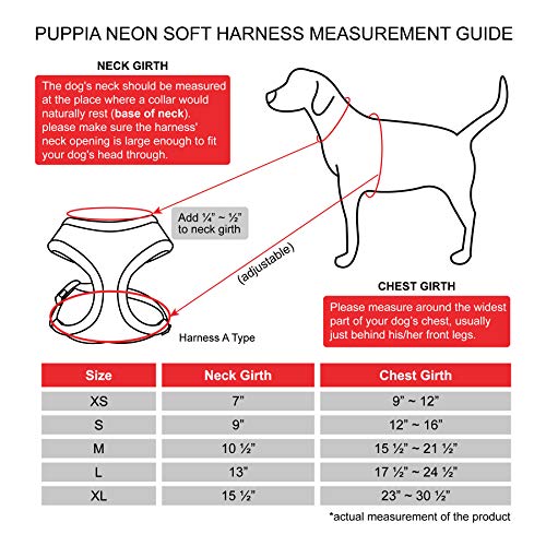 Puppia Hundegeschirr in Neonfarben - Hochwertig und Komfortabel - Auch als Welpengeschirr verwendbar, Orange, S, PAPA-AC1325-OR-S