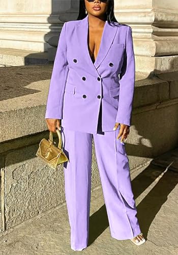 Purple Power: Versatile Two-Piece Blazer Pants Set for Women - Image 3