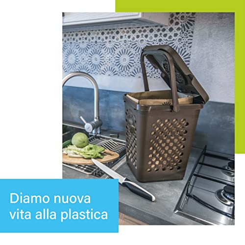 Ecoplast, Gelochter Abfalleimer für verschiedene Sammlungen, flexibel, formbeständig, beständig gegen alle Temperaturen, innen und außen, über 80% recycelter Kunststoff, hergestellt in Italien – Bild 6