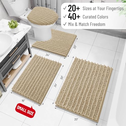 Image of Arotive Luxury Bathroom Rugs 36x24, Extra Soft Thick Absorbent Shaggy Chenille Bath Rugs, Machine Wash Dry, Bath Mats for Bathroom Floor, Tub and Shower, Home Decor Accessories, Beige