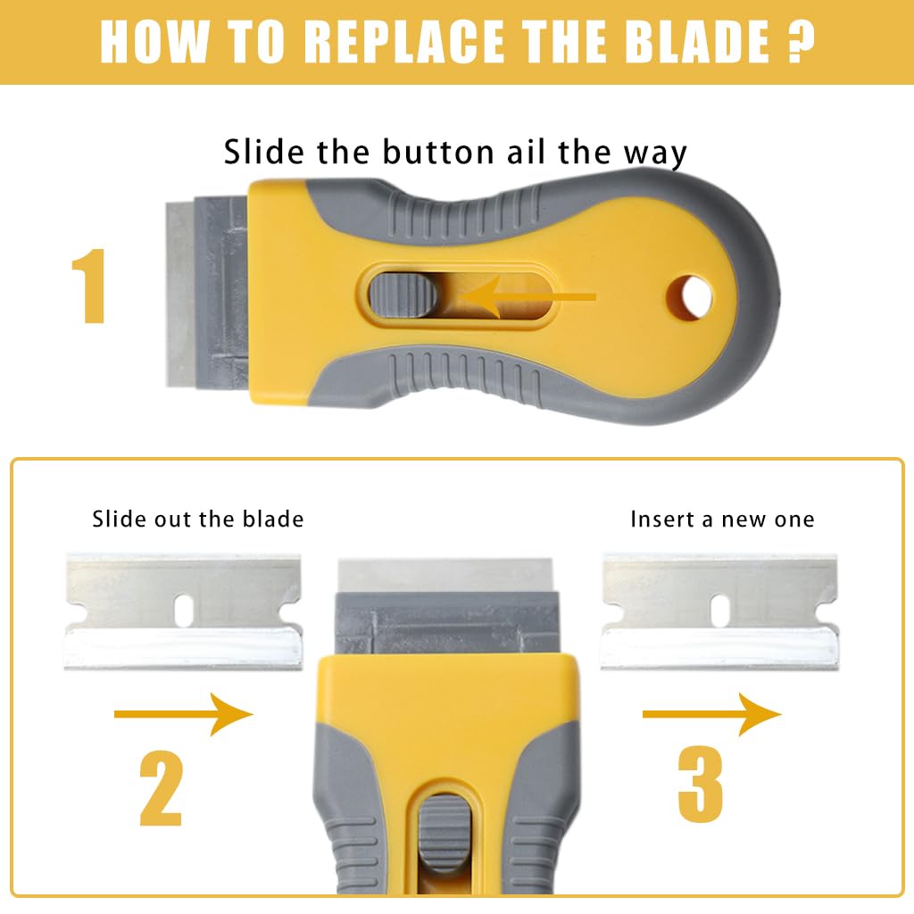 HASTHIP Metal Scraper Tool, Retractable, 15Pcs Razor Blades for Stickers 4