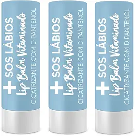 Kit 3 unidades - SOS Lábios Lip Balm Vitaminado 3, 5Gr Top Beauty, Top Beauty