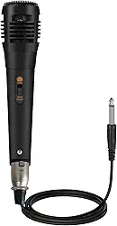 Microfone cardióide dinâmico com fio, microfone portátil com fio com interruptor de ligar e desligar para cantar, karaokê, vocais ao vivo