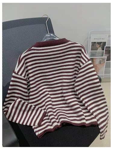 GORGLITTER Women's Striped Button Up Fall Cardigan 2025 Dressy Casual Long Sleeve Crewneck Fall Fashion Knitwear Tops4