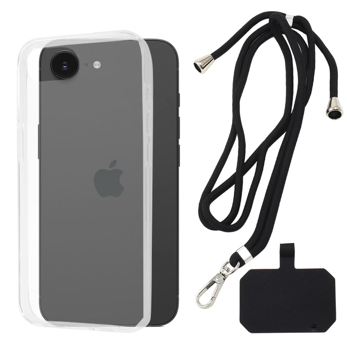 iPhone16e ホワイト 128GB iPhoneケース ストラップ付き iPhone16e ケース カメラ保護ありカバー ストラップ付き TPU