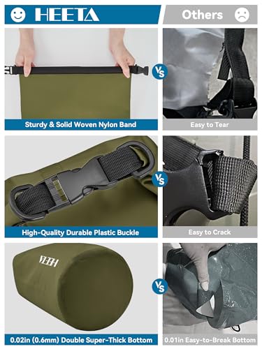 Image of HEETA Waterproof Dry Bag for Women Men, 5L /10L /20L /30L /40L Roll Top Lightweight Dry Storage Bag Backpack with Emergency Whistle for Travel, Kayaking, Boating, Camping, Beach, Cruise Ship Essentials