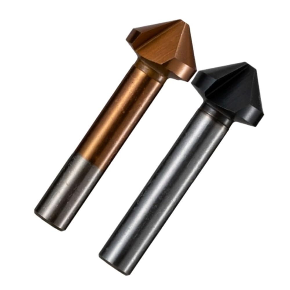 Punta svasatrice 1 pezz0 di fresa for smussatura e sbavatura, punta da trapano svasatrice a 3 scanalature a 90 gradi for metallo in acciaio e alluminio in ferro(Brown,40mm)